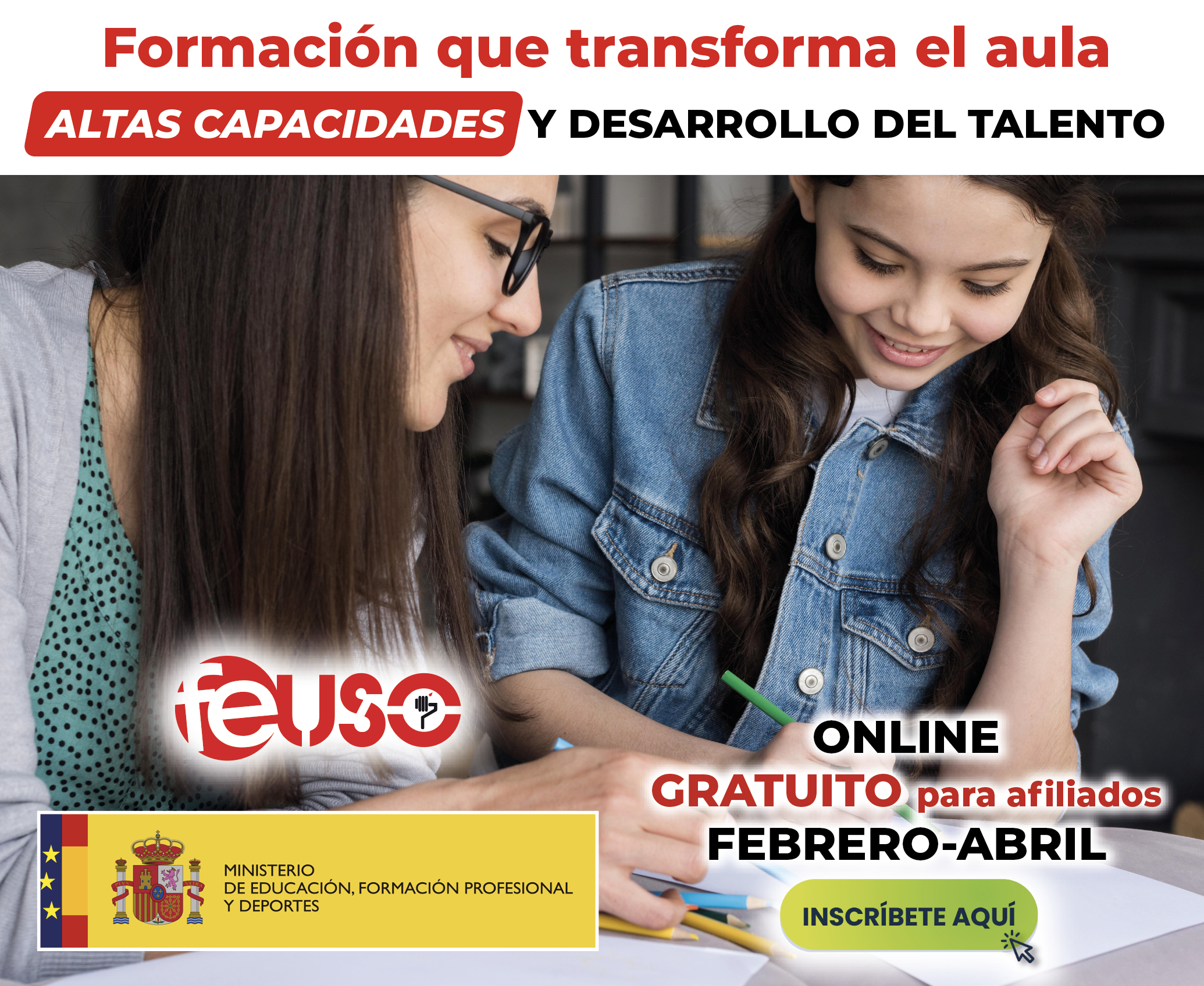 Curso online de FEUSO sobre Altas Capacidades.