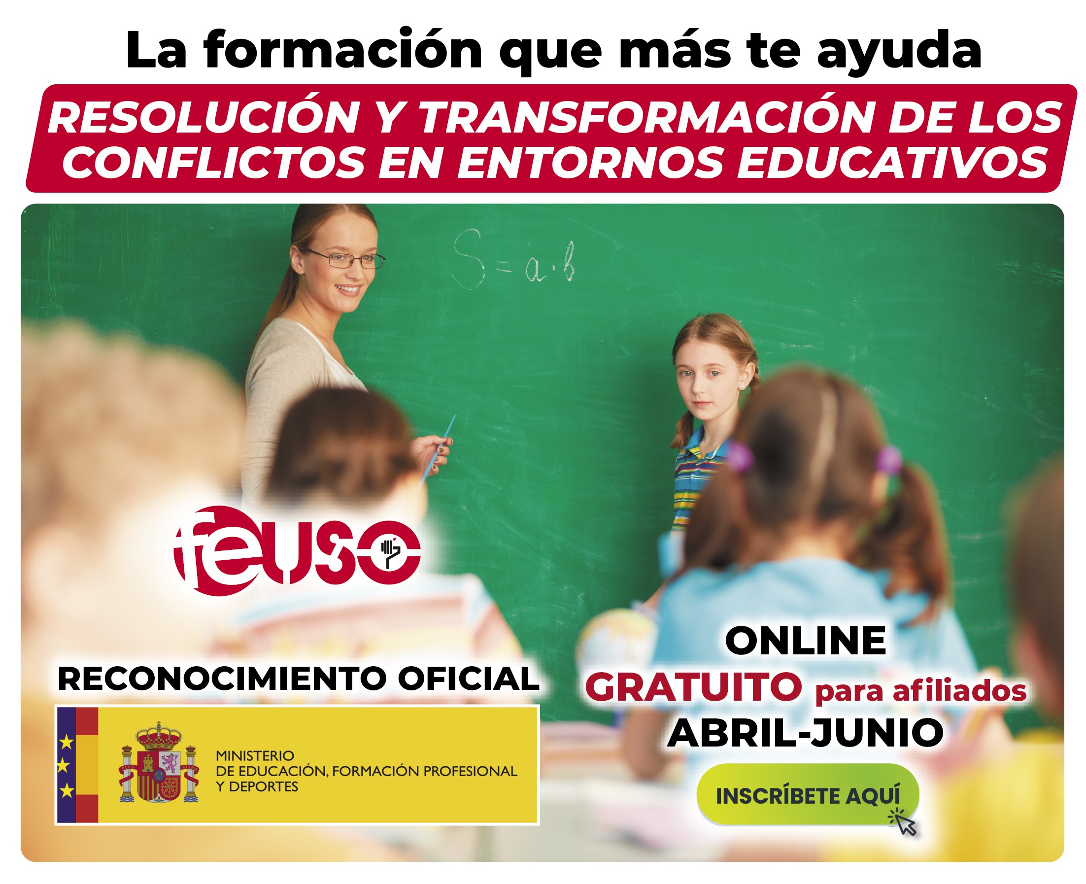 Últimas plazas para el curso online de FEUSO sobre Resolución y transformación de los conflictos en entornos educativos.
