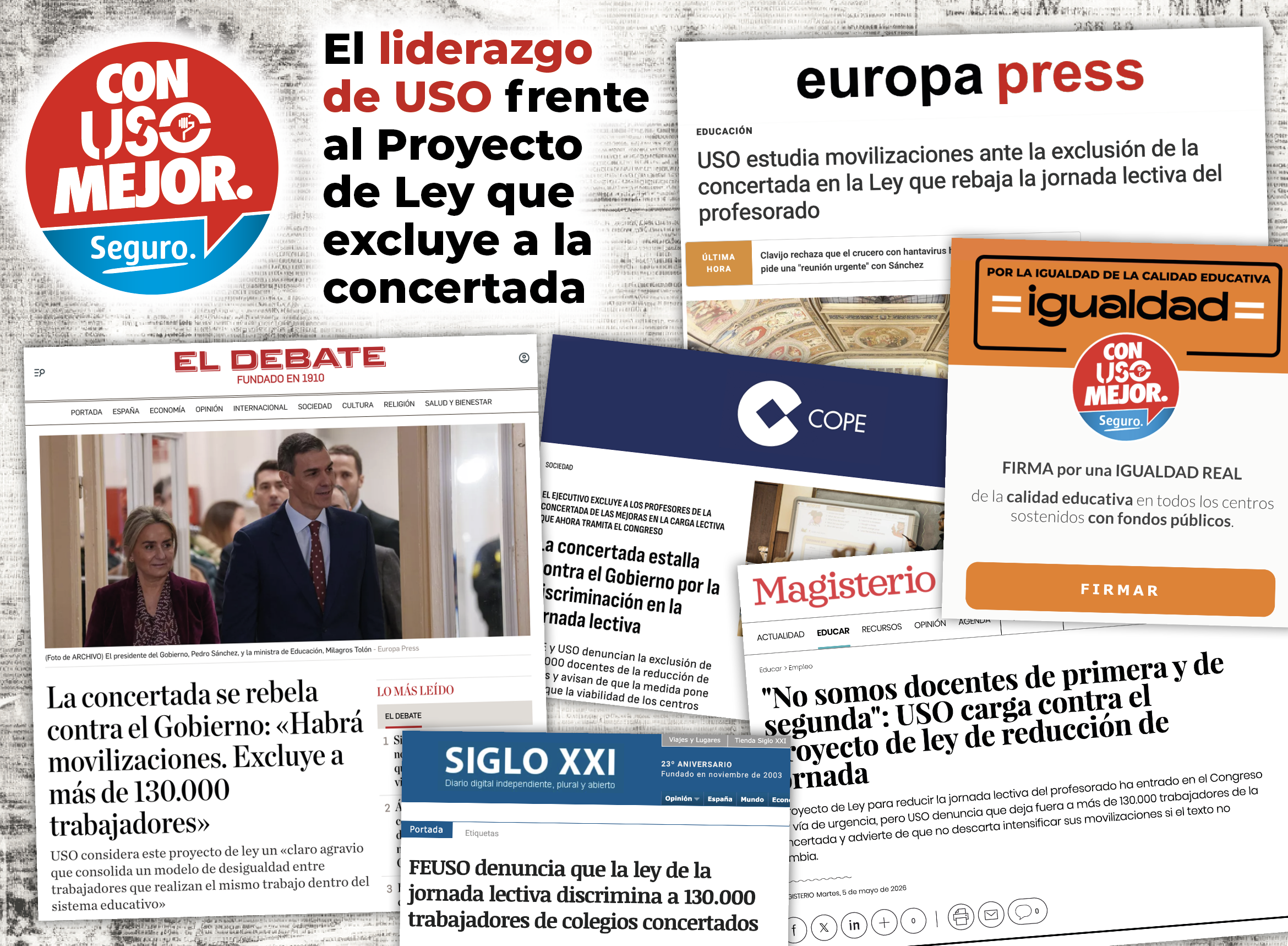 La prensa nacional se hace eco del liderazgo de FEUSO frente al Proyecto de Ley que excluye a la concertada.